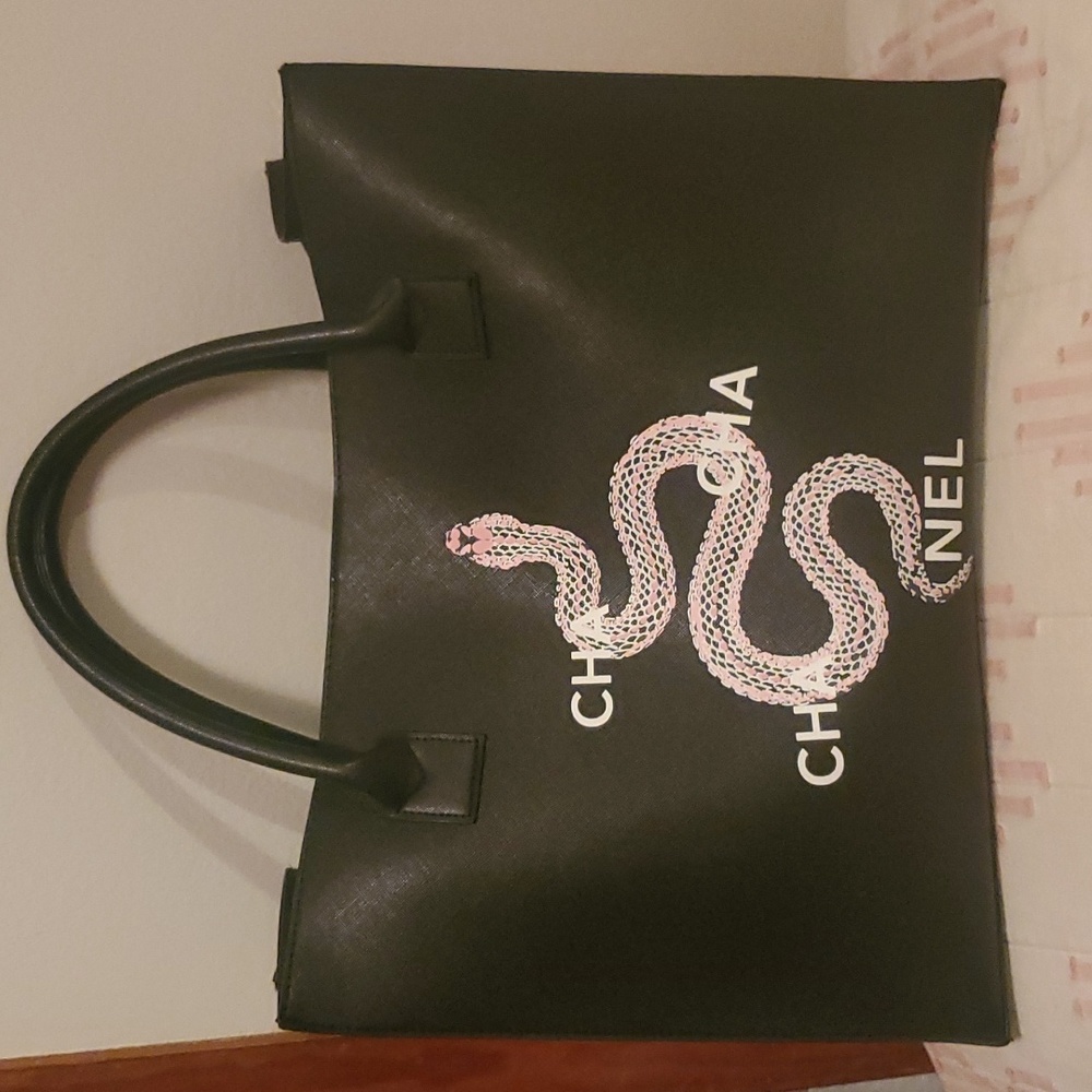 LATC black ch ch ch anel tote